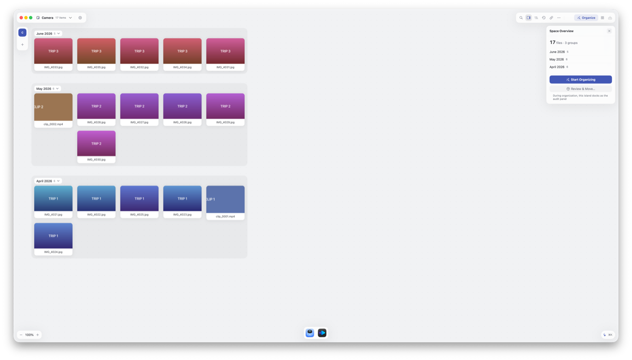 Partitioned into three groups by date modified