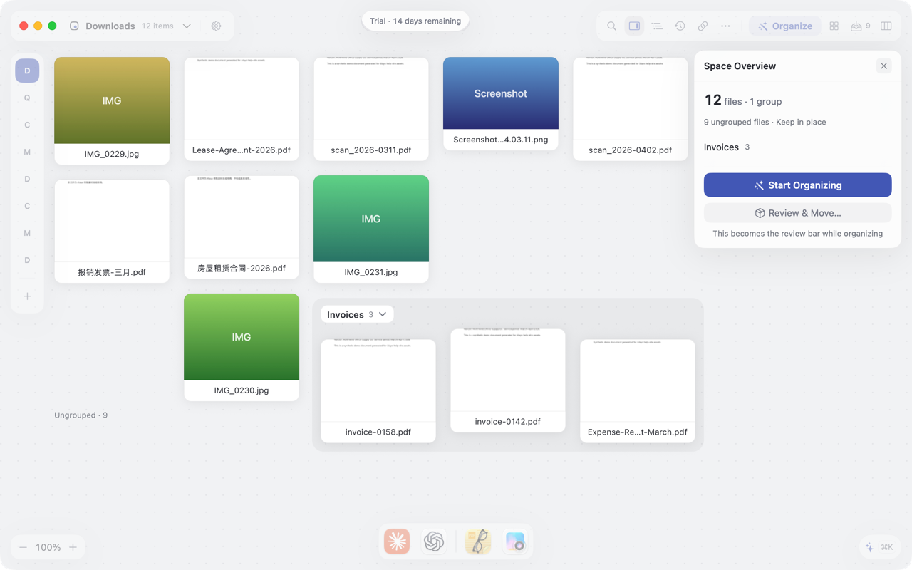 Canvas with clusters dragged out and one group created with G